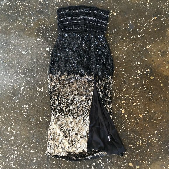 Rêve Riche Ilma Dress Black Gold Degrade Sequins - Picture 8 of 11